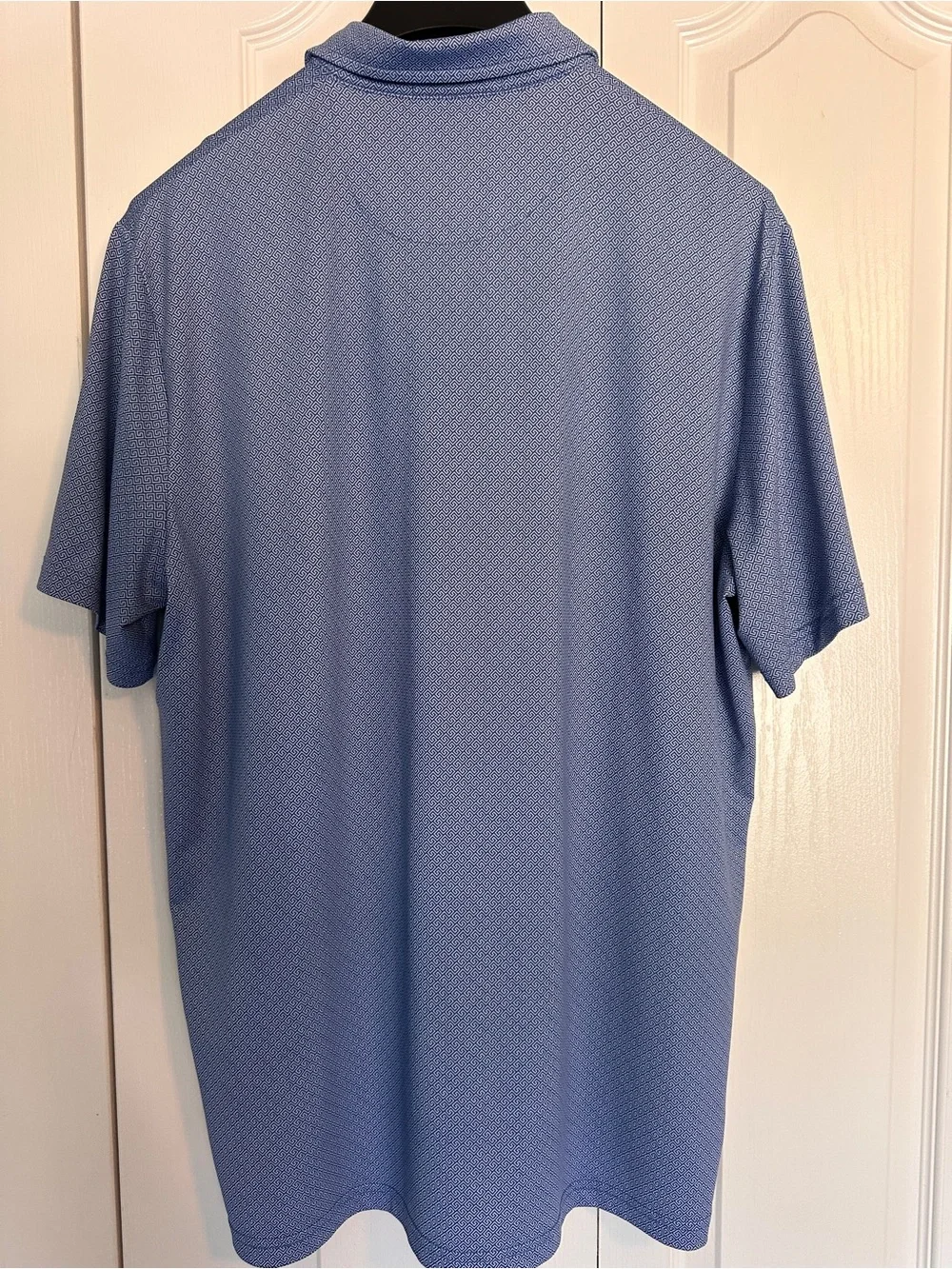RLX Ralph Lauren Men’s Golf Polo Large Blue Geometric Performance Shirt